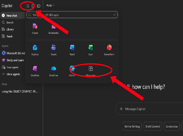 Screenshot of the Microsoft Copilot homepage