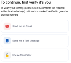 Screenshot of the verification method selection screen